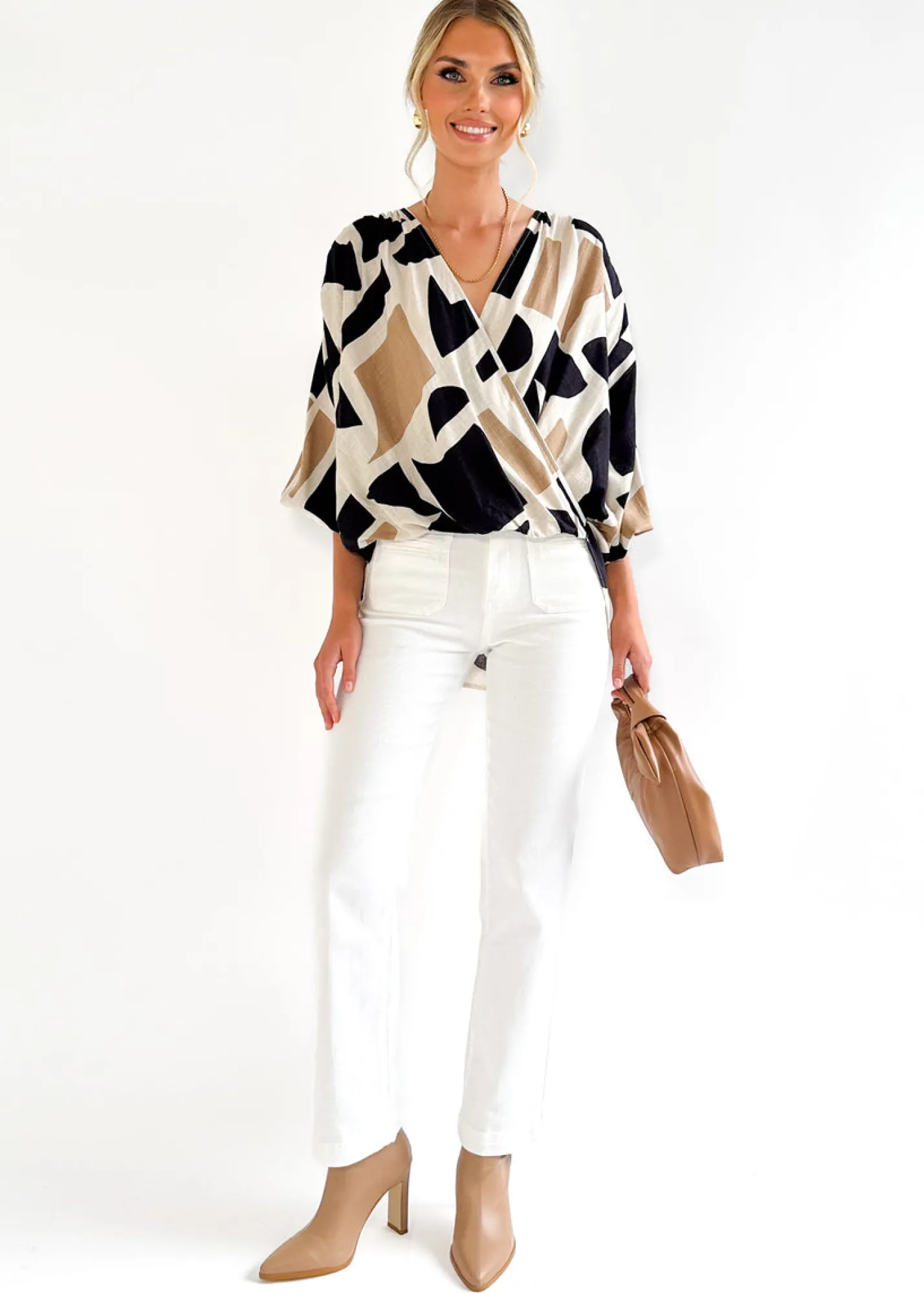 Women Gingham & Heels Blouses>Sammy Linen-Blend Blouse