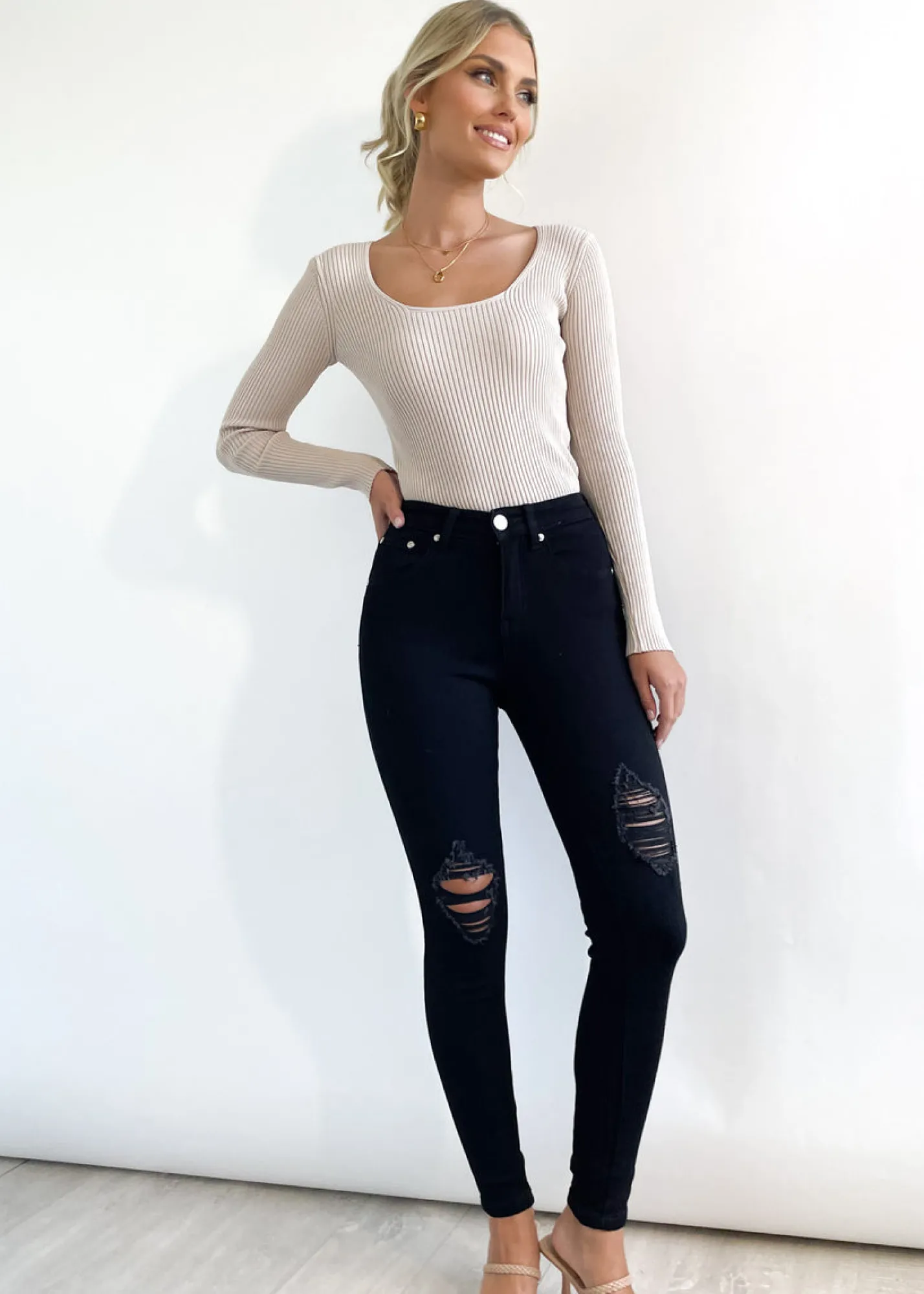 Women Gingham & Heels Jeans>Sannie High Rise Jeans