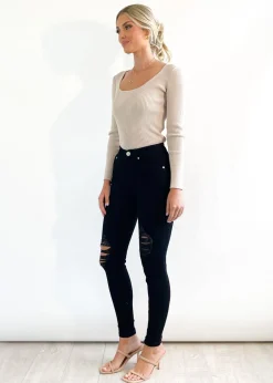 Women Gingham & Heels Jeans><noscript><img width=