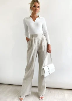 Women Gingham & Heels Pants>Sarita Linen Pants