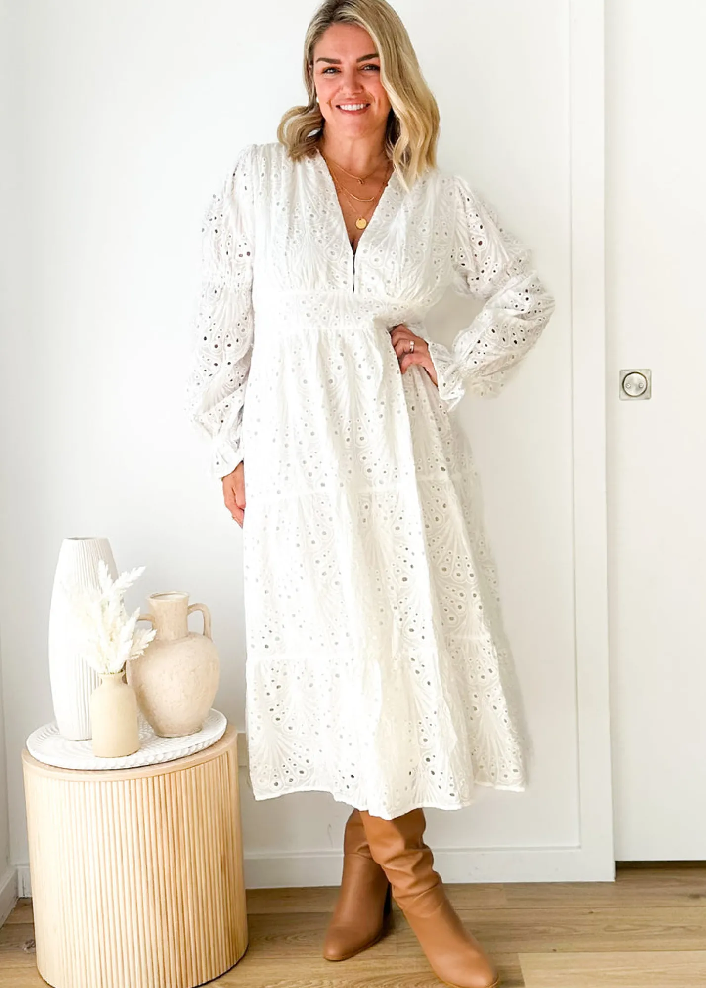 Women Gingham & Heels Maxi>Shamrine Anglaise Maxi Dress