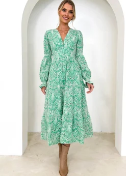 Women Gingham & Heels Maxi>Shamrine Anglaise Maxi Dress