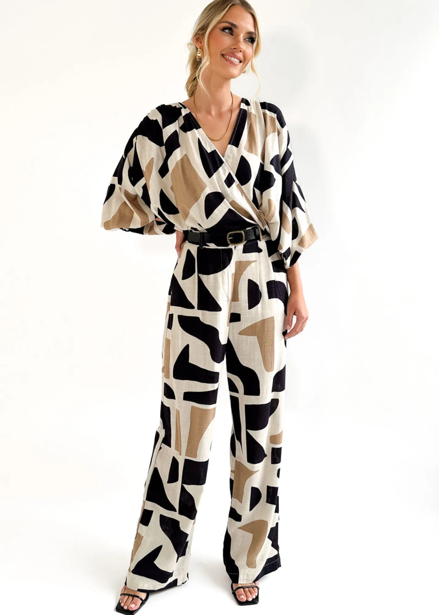Women Gingham & Heels Sets>Sharni Linen Blend Pants