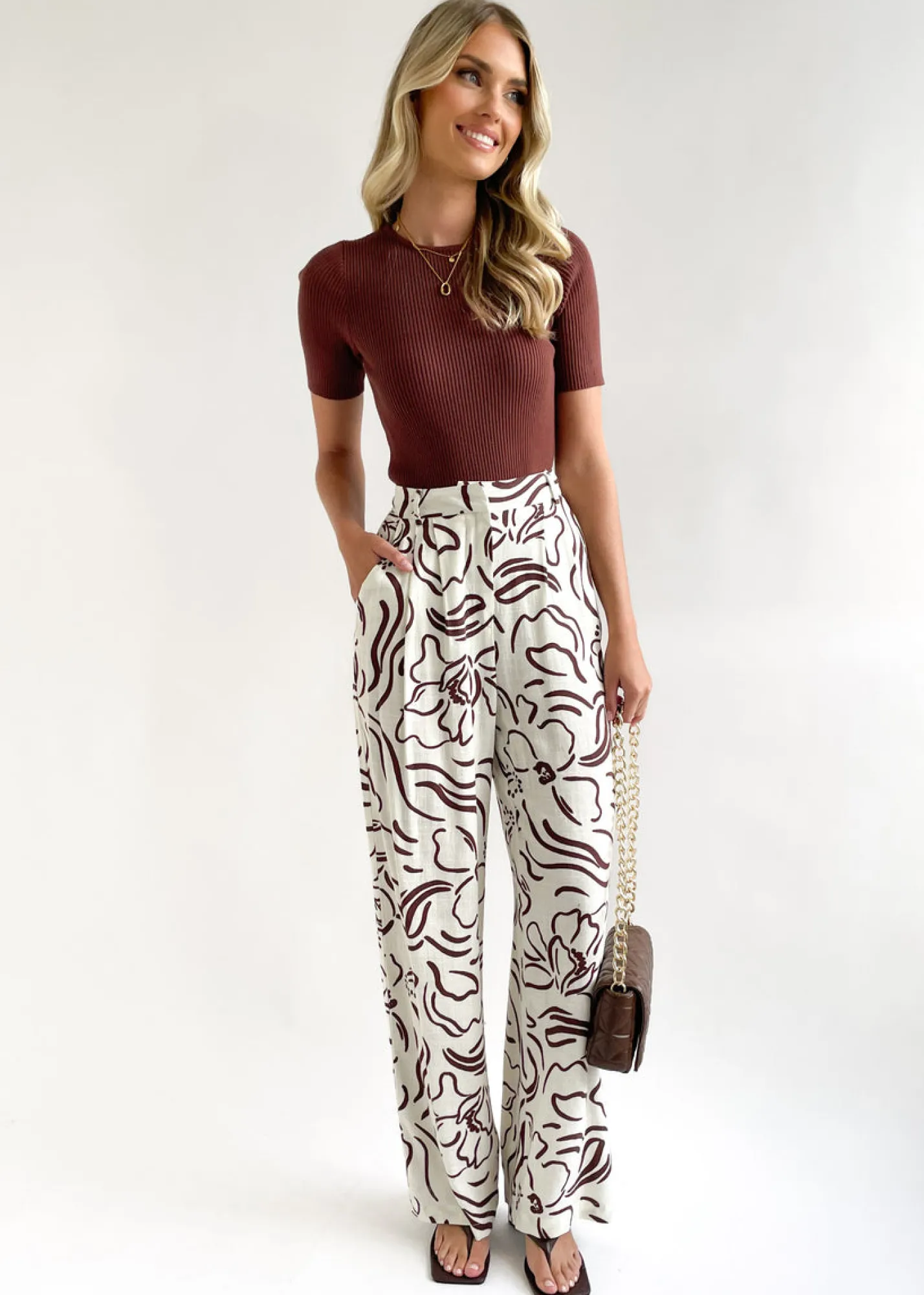 Women Gingham & Heels Pants>Sharni Linen Blend Pants