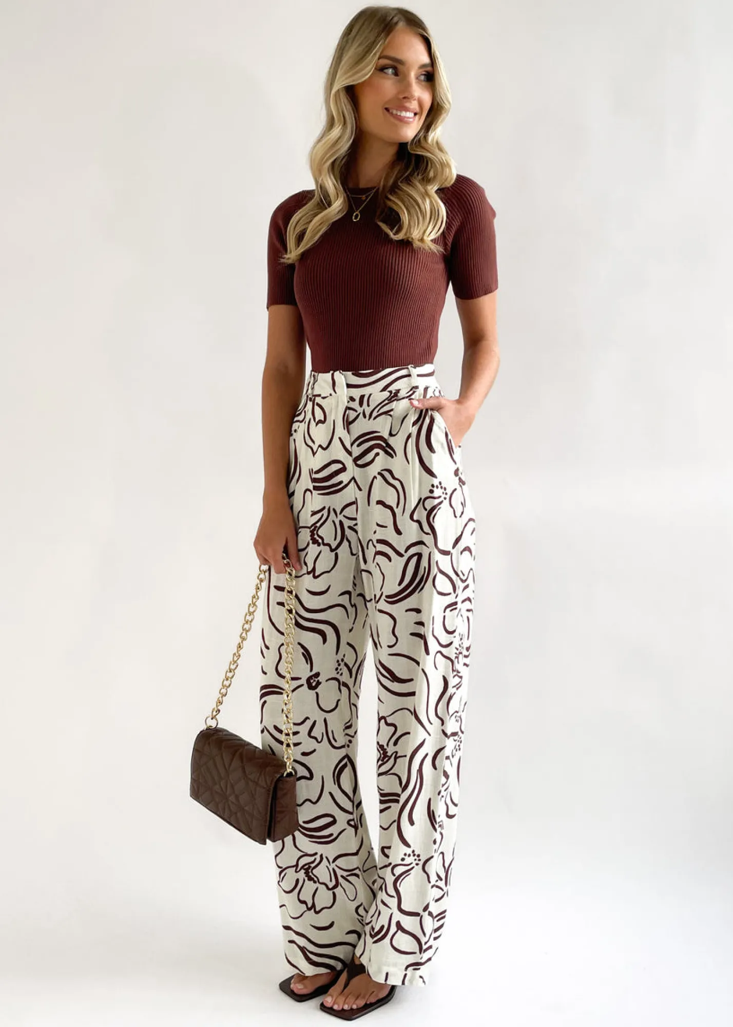 Women Gingham & Heels Pants>Sharni Linen Blend Pants