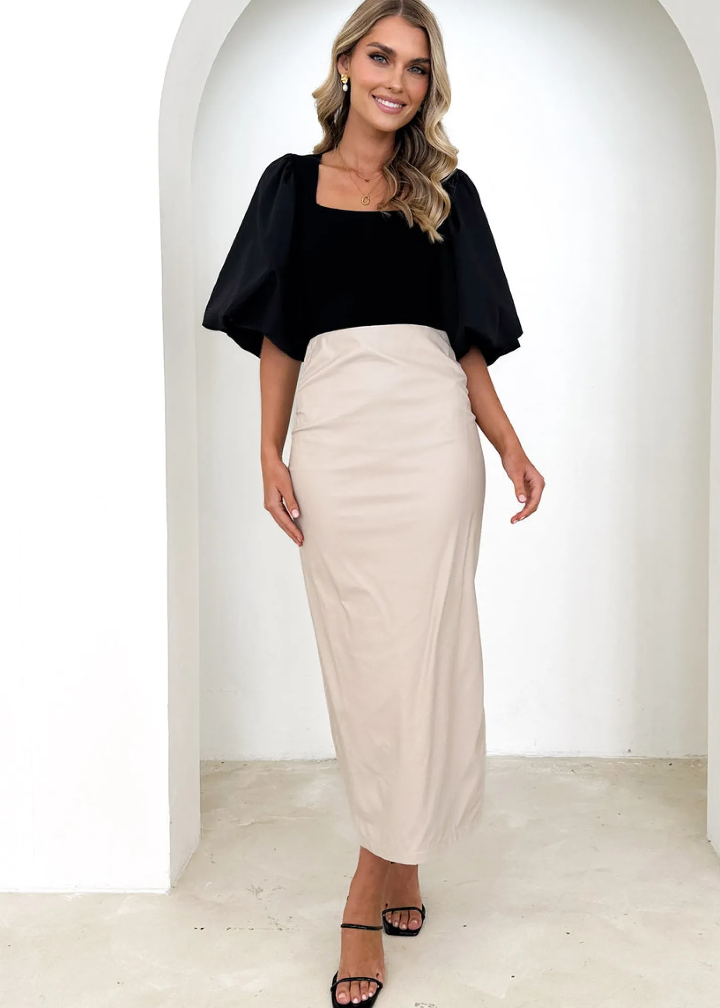 Women Gingham & Heels Skirts>Shaylanie Pu Midi Skirt