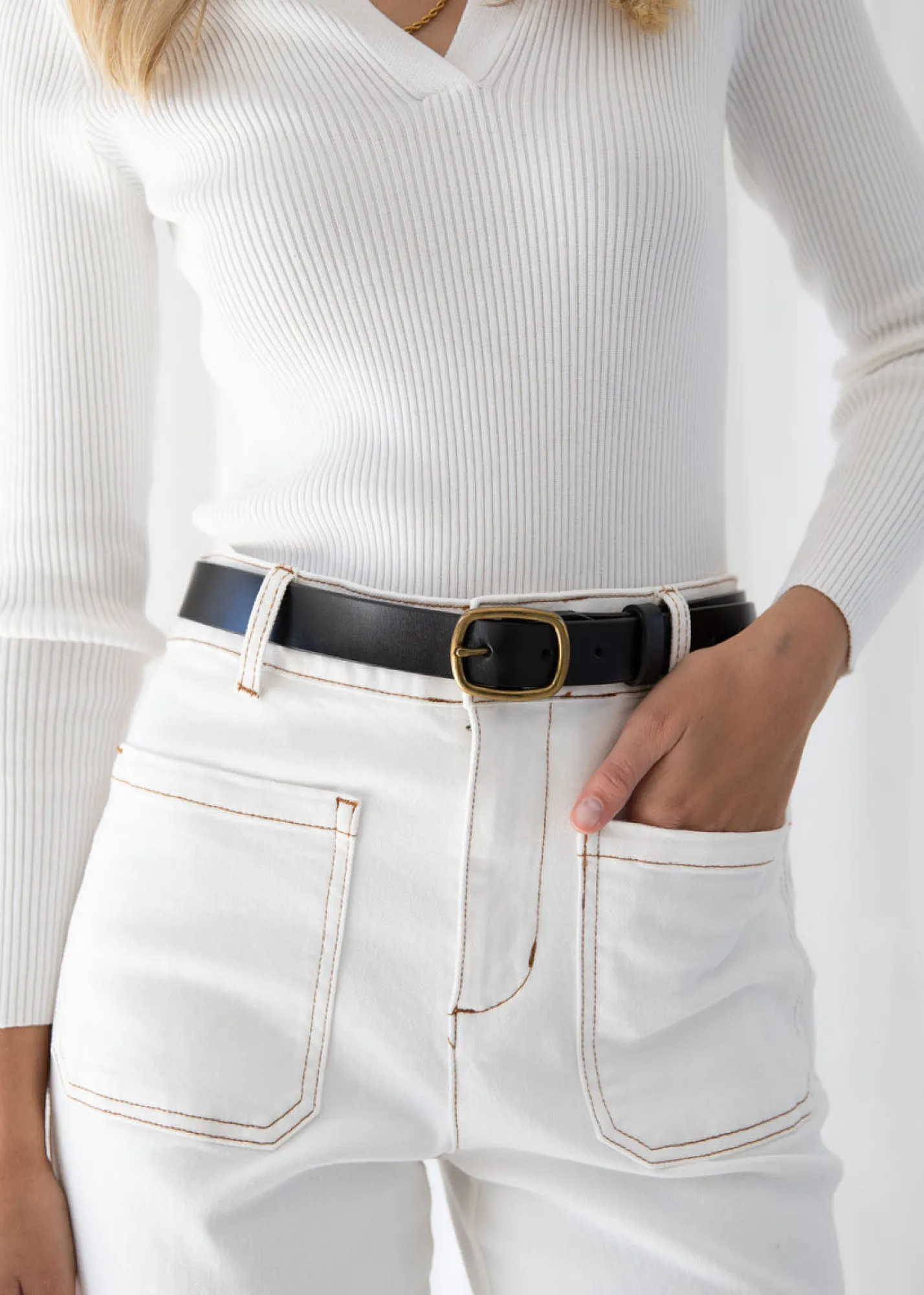 Women Gingham & Heels Belts>Shelby Leather Belt