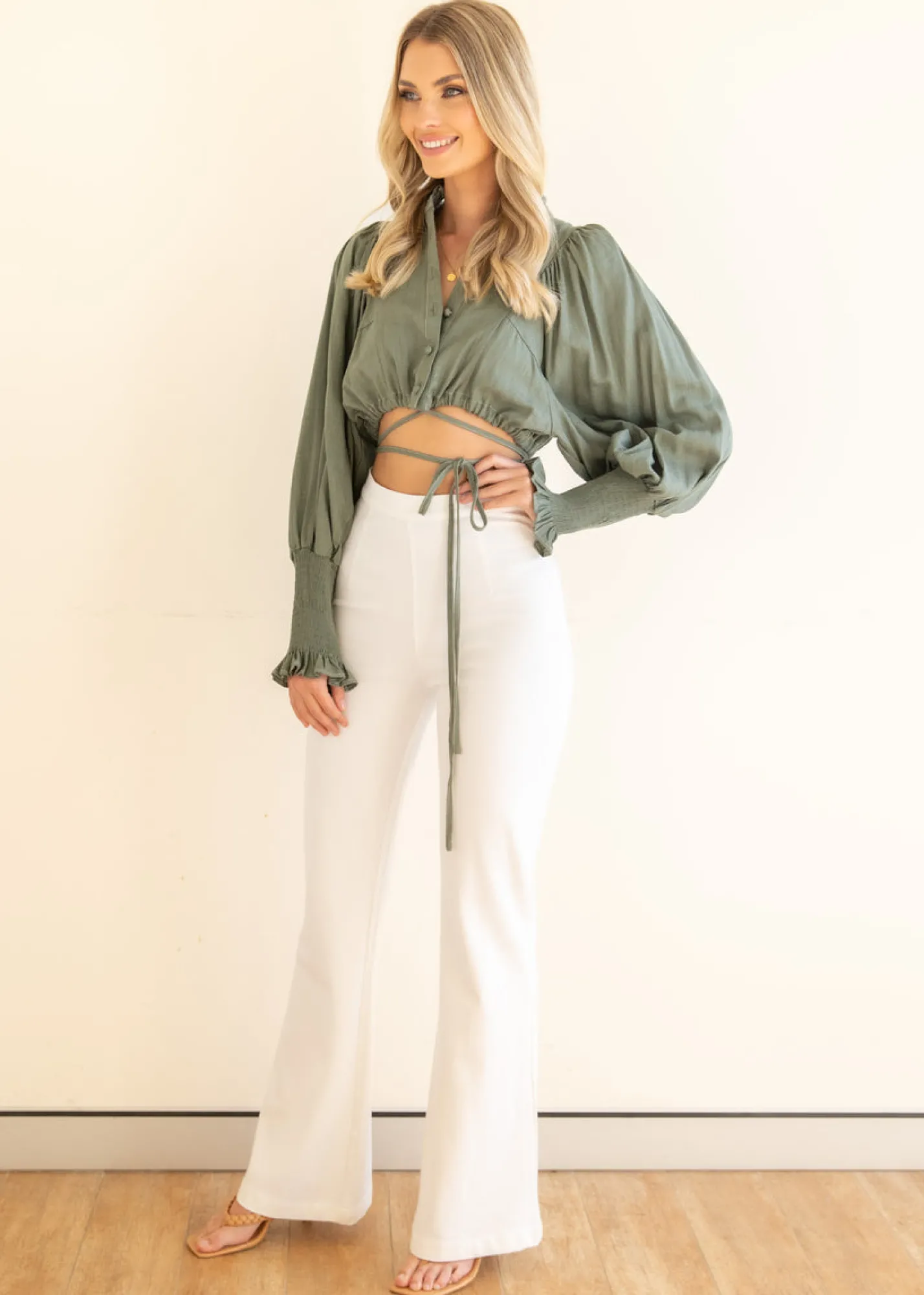 Women Gingham & Heels Blouses>Siara Cropped Blouse