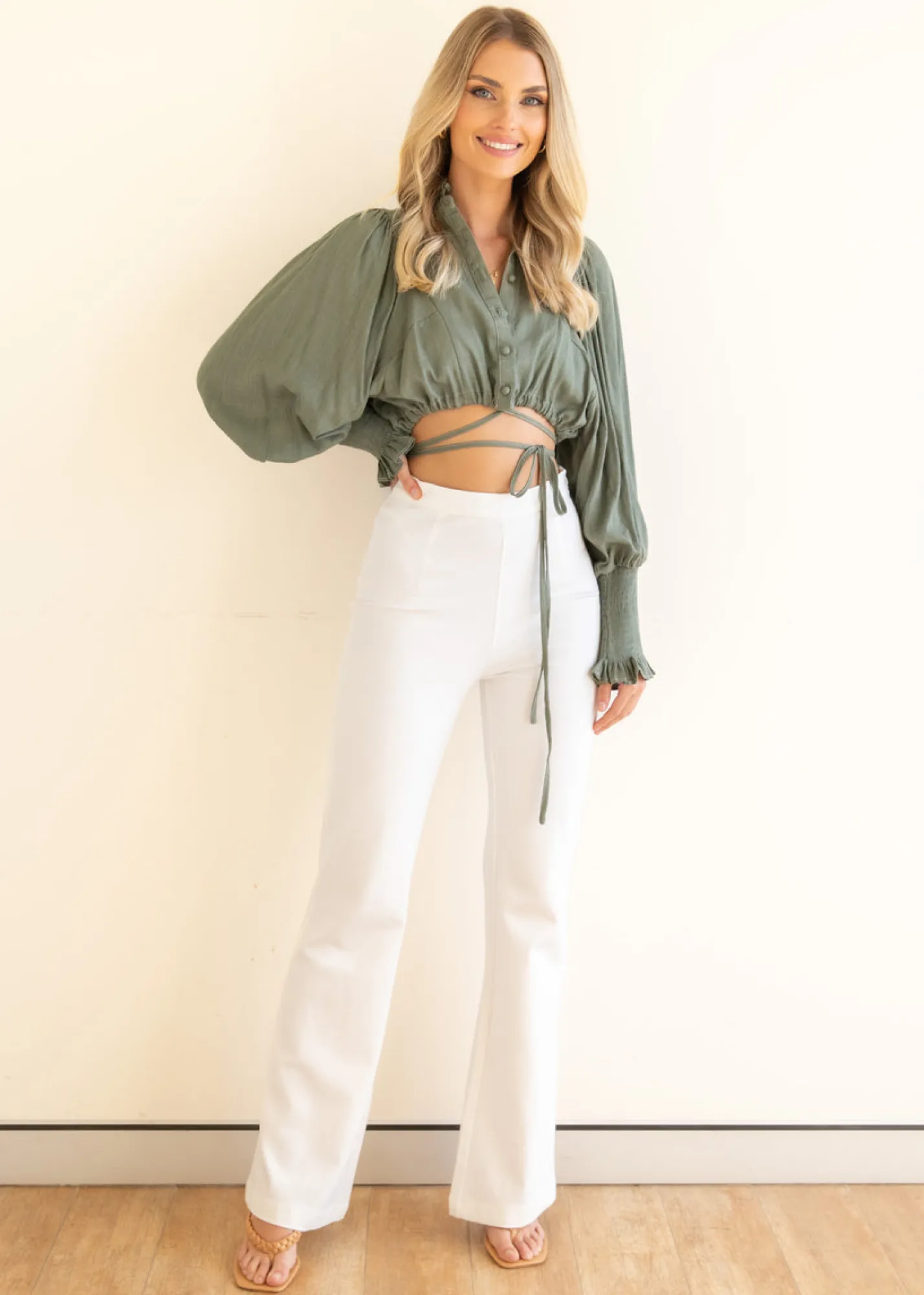 Women Gingham & Heels Blouses>Siara Cropped Blouse