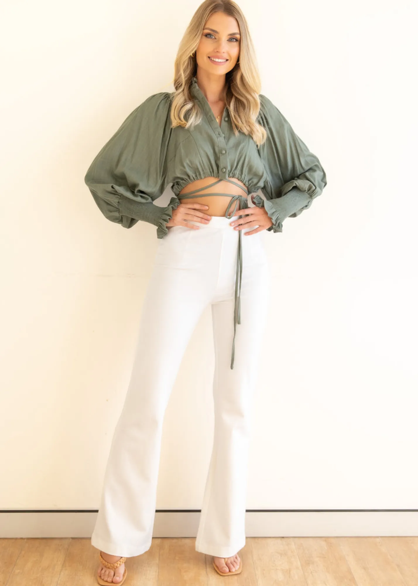 Women Gingham & Heels Blouses>Siara Cropped Blouse
