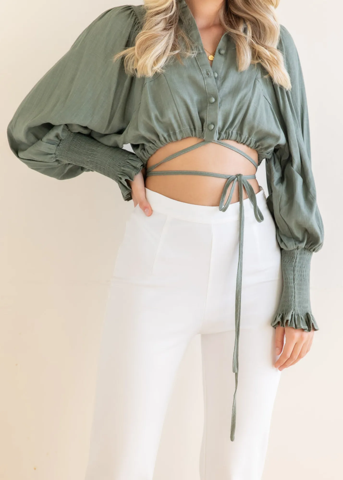 Women Gingham & Heels Sets>Siara Cropped Blouse
