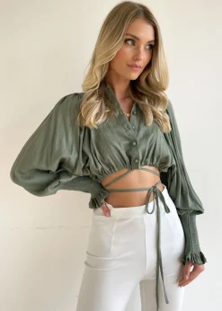 Women Gingham & Heels Crops>Siara Cropped Blouse