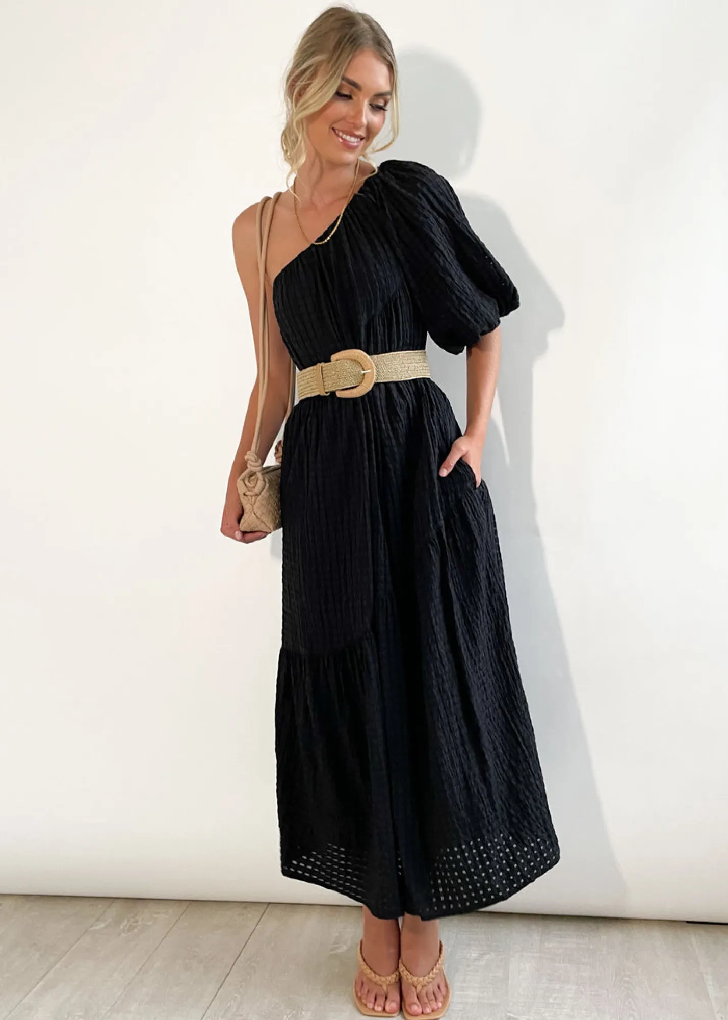 Women Gingham & Heels Maxi>Skylae One Shoulder Maxi Dress