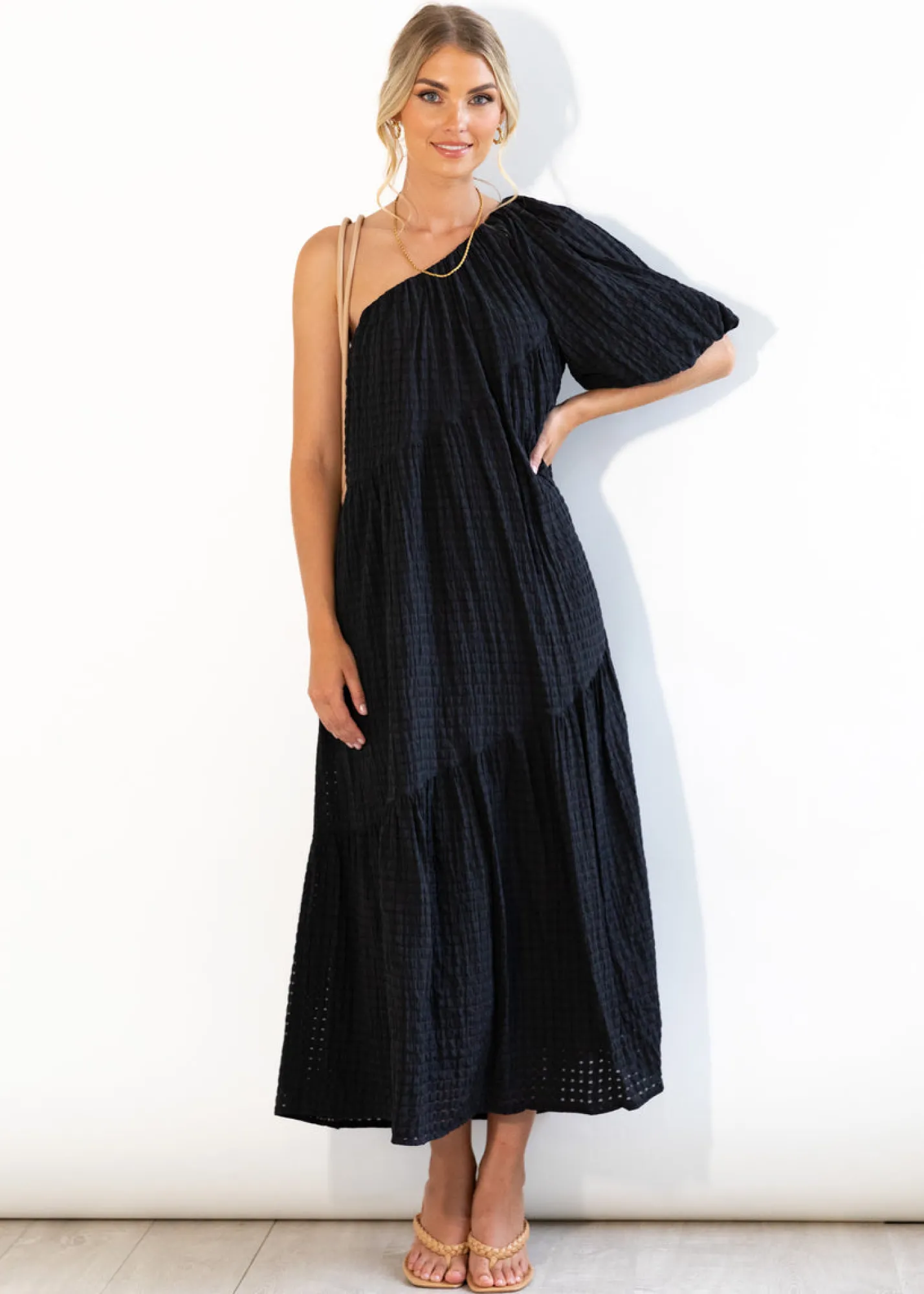 Women Gingham & Heels Maxi>Skylae One Shoulder Maxi Dress
