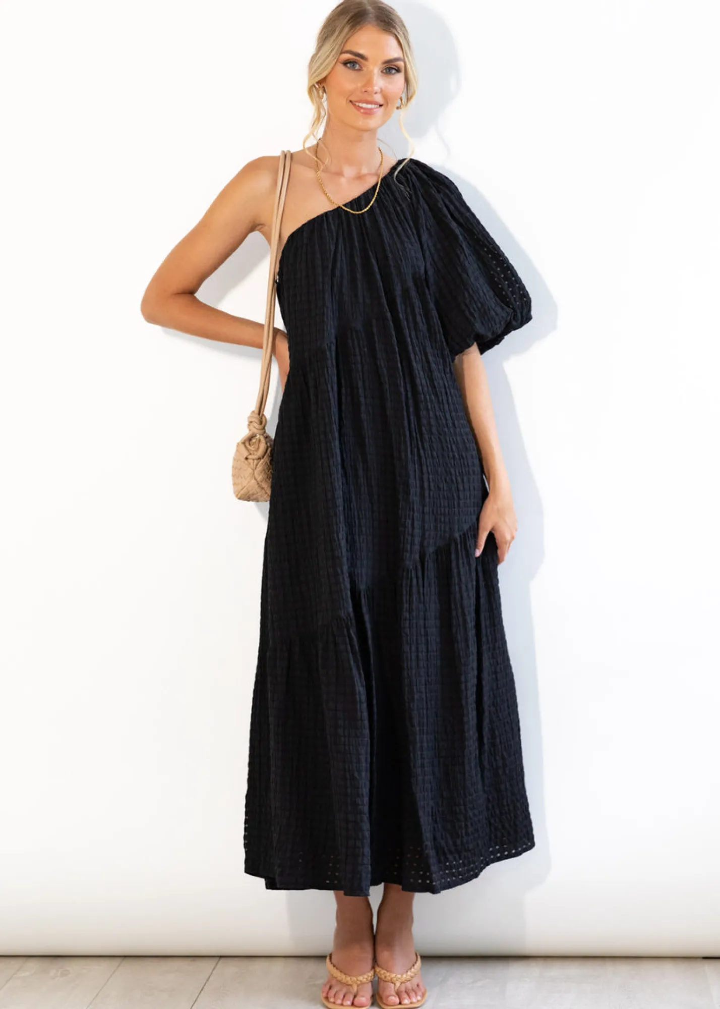 Women Gingham & Heels Maxi>Skylae One Shoulder Maxi Dress