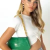 Women Gingham & Heels Bags>Soho Croc Chain Baguette Bag