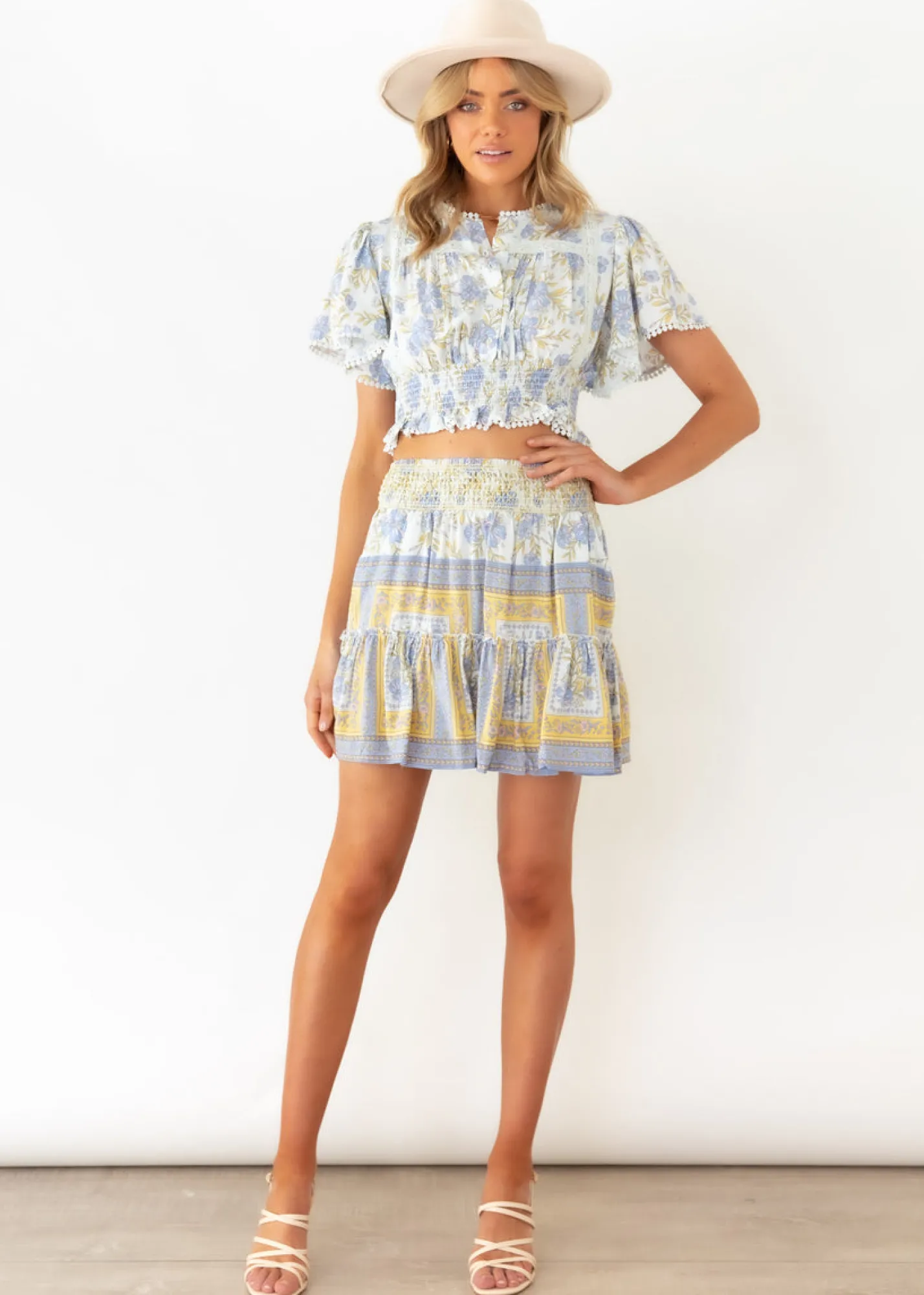 Women Gingham & Heels Crops>Sol Cropped Blouse