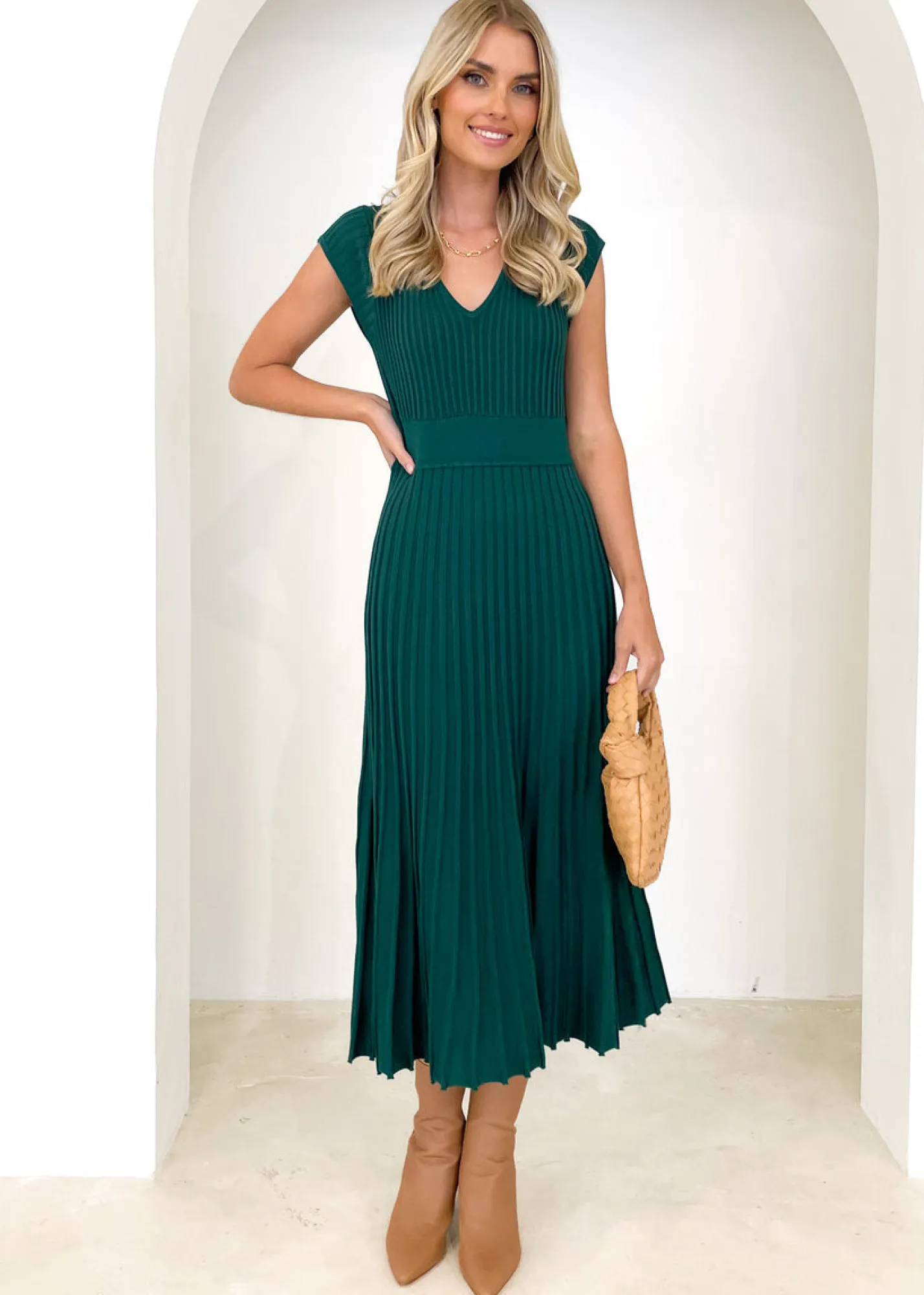 Women Gingham & Heels Knit Dresses>Stasie Knit Midi Dress