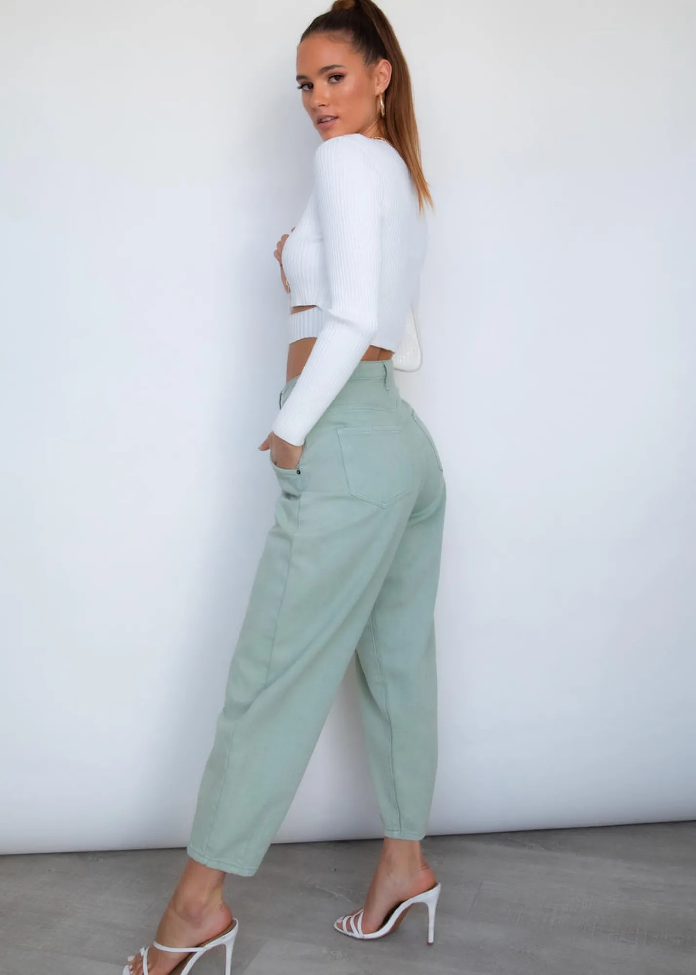 Women Gingham & Heels Crops>Stay Golden Knit Crop