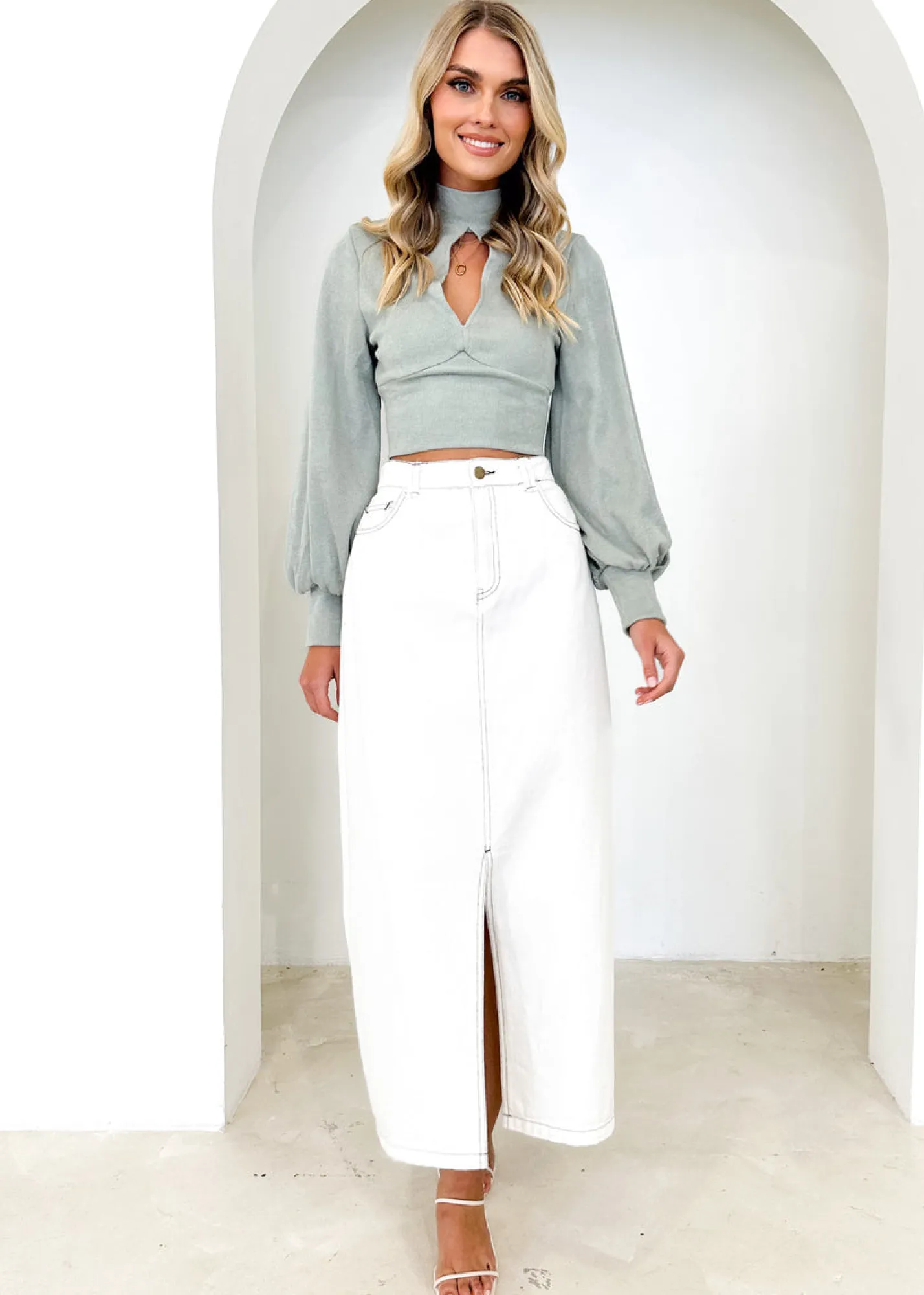 Women Gingham & Heels Crops>Steffi Knit Crop