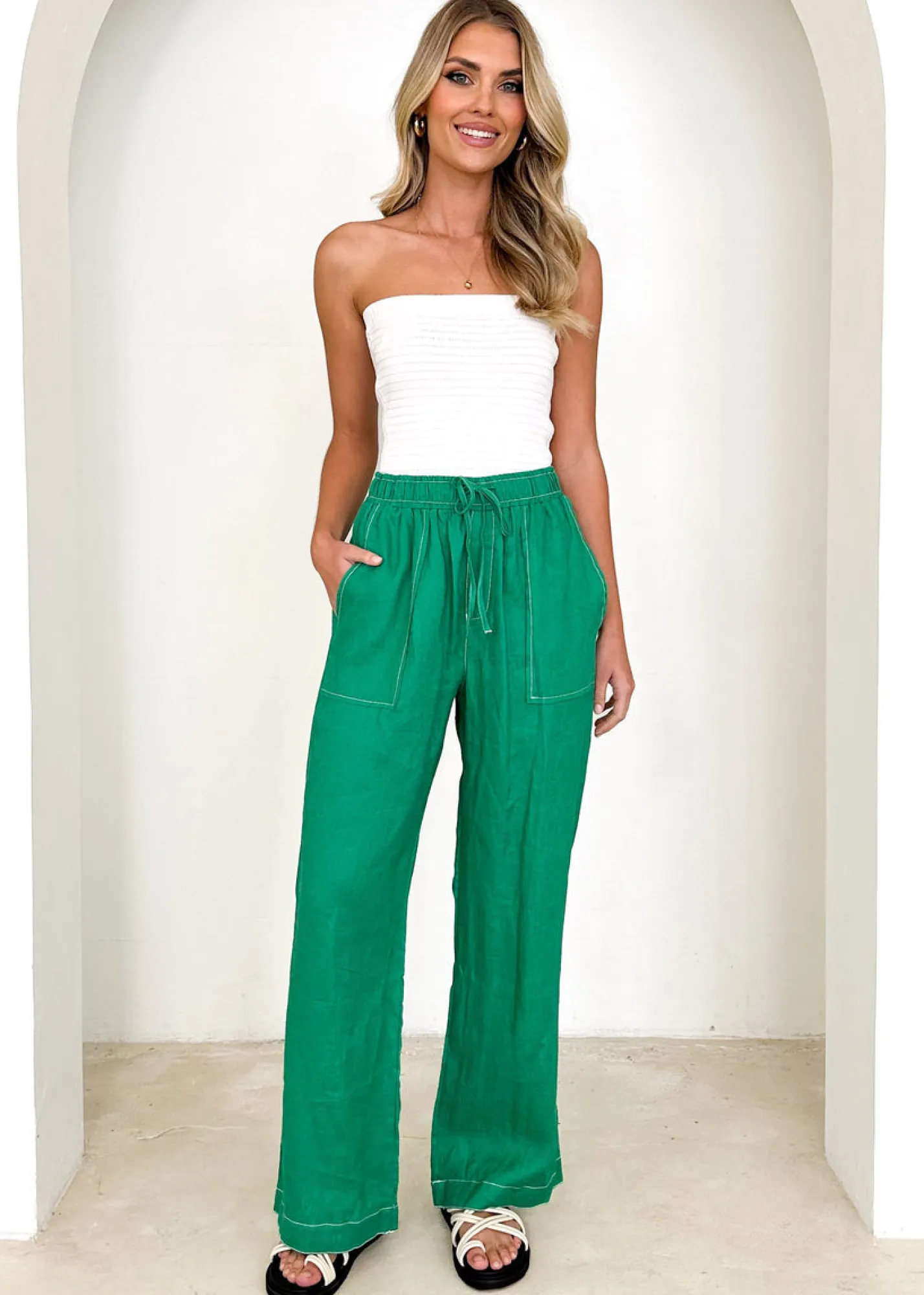 Women Gingham & Heels Pants>Tallulah Linen Pants