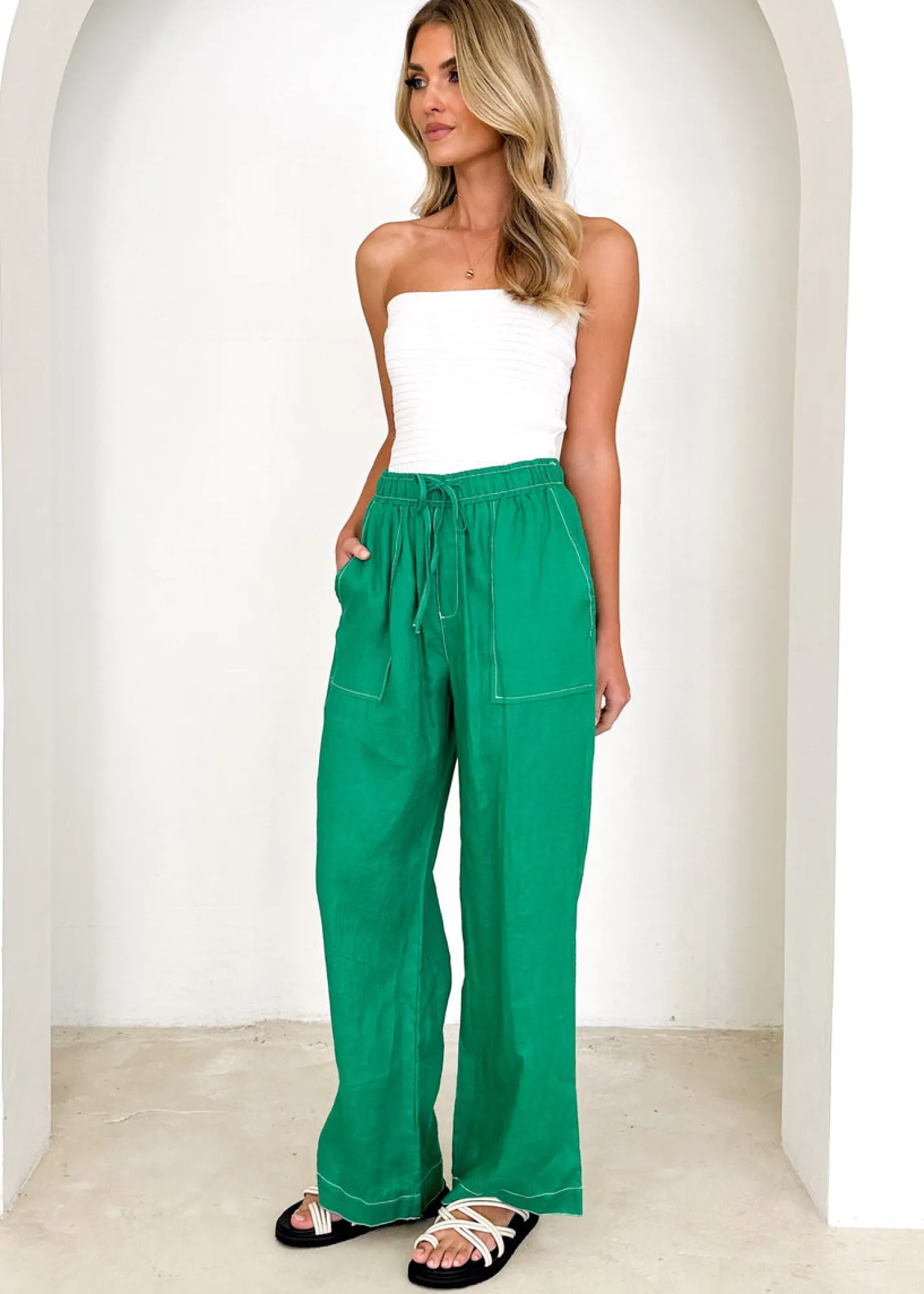 Women Gingham & Heels Pants>Tallulah Linen Pants