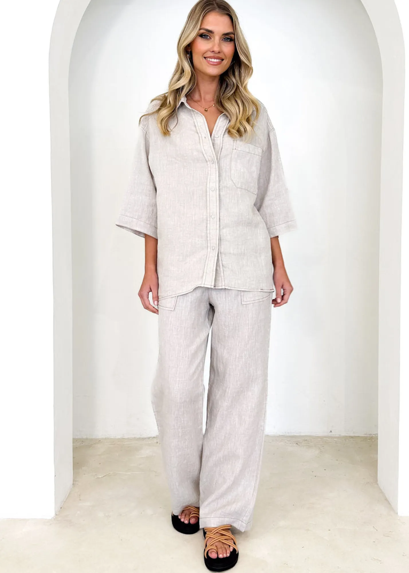 Women Gingham & Heels Shirts>Tallulah Linen Shirt