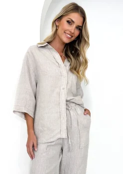 Women Gingham & Heels Sets>Tallulah Linen Shirt