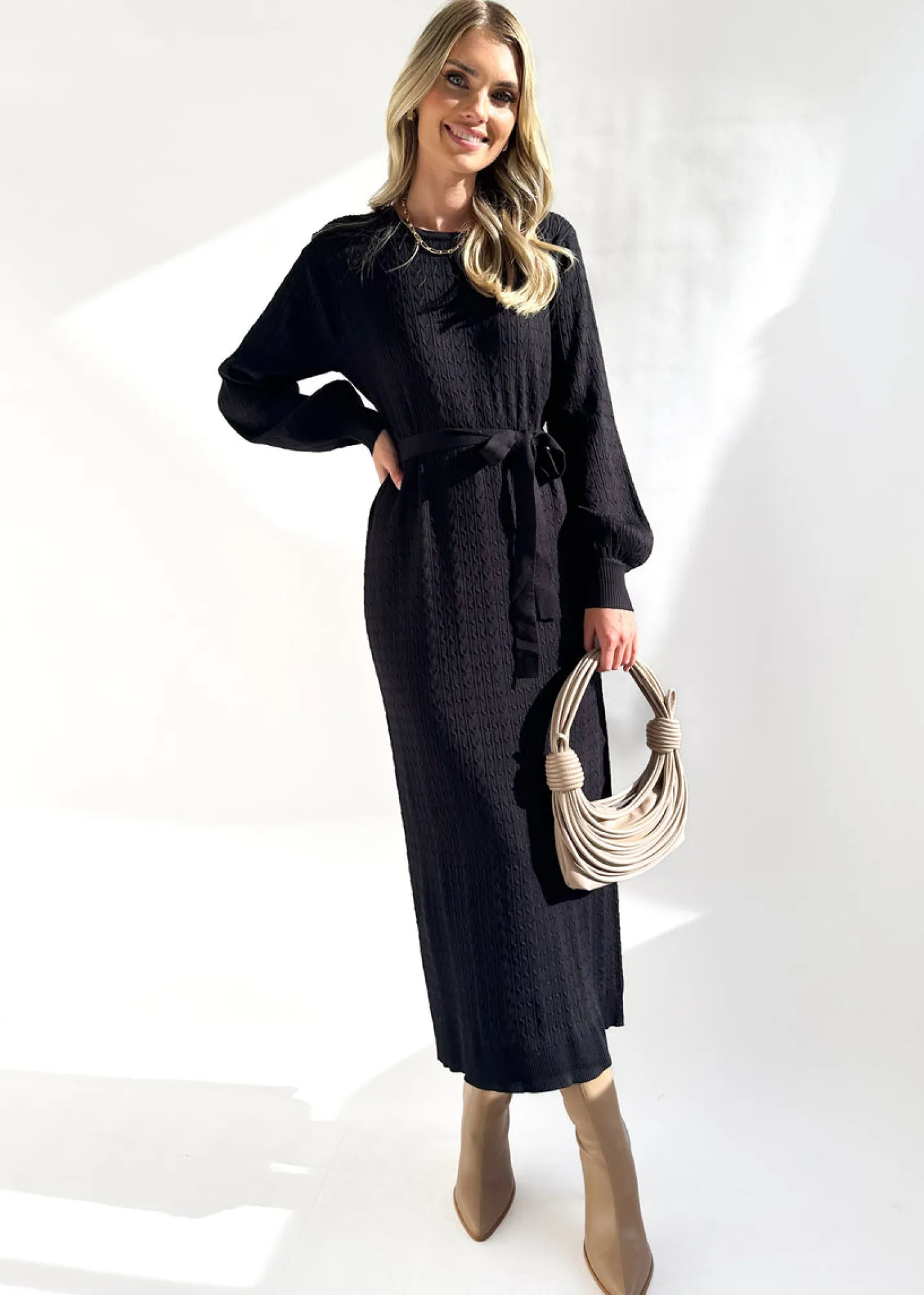 Women Gingham & Heels Knit Dresses>Tariah Knit Midi Dress