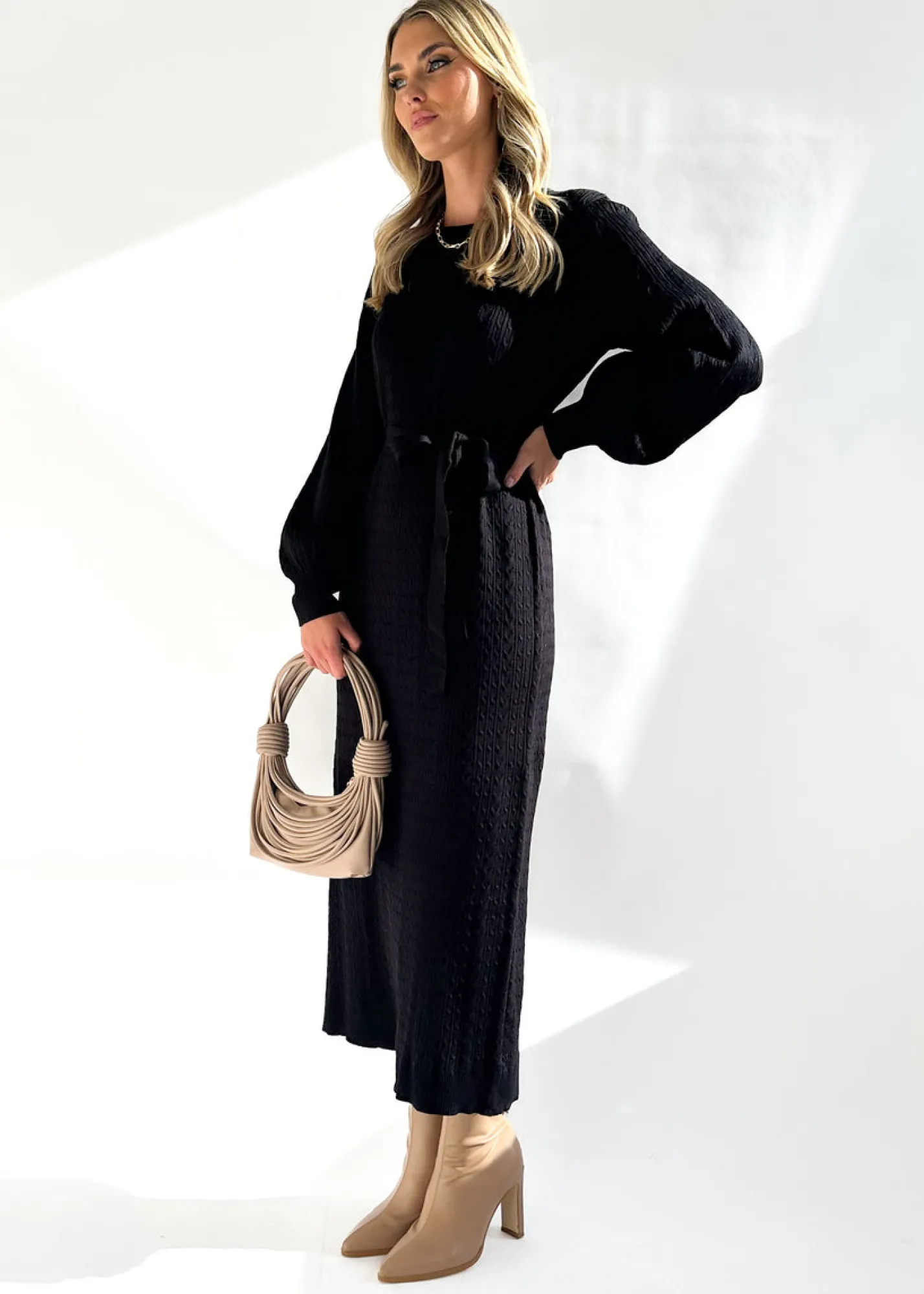 Women Gingham & Heels Knit Dresses>Tariah Knit Midi Dress