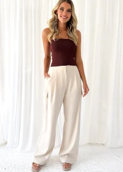 Women Gingham & Heels Crops>Tatty Strapless Knit Crop