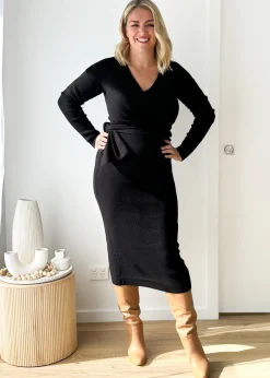 Women Gingham & Heels Knit Dresses>Terese Tie Knit Midi Dress