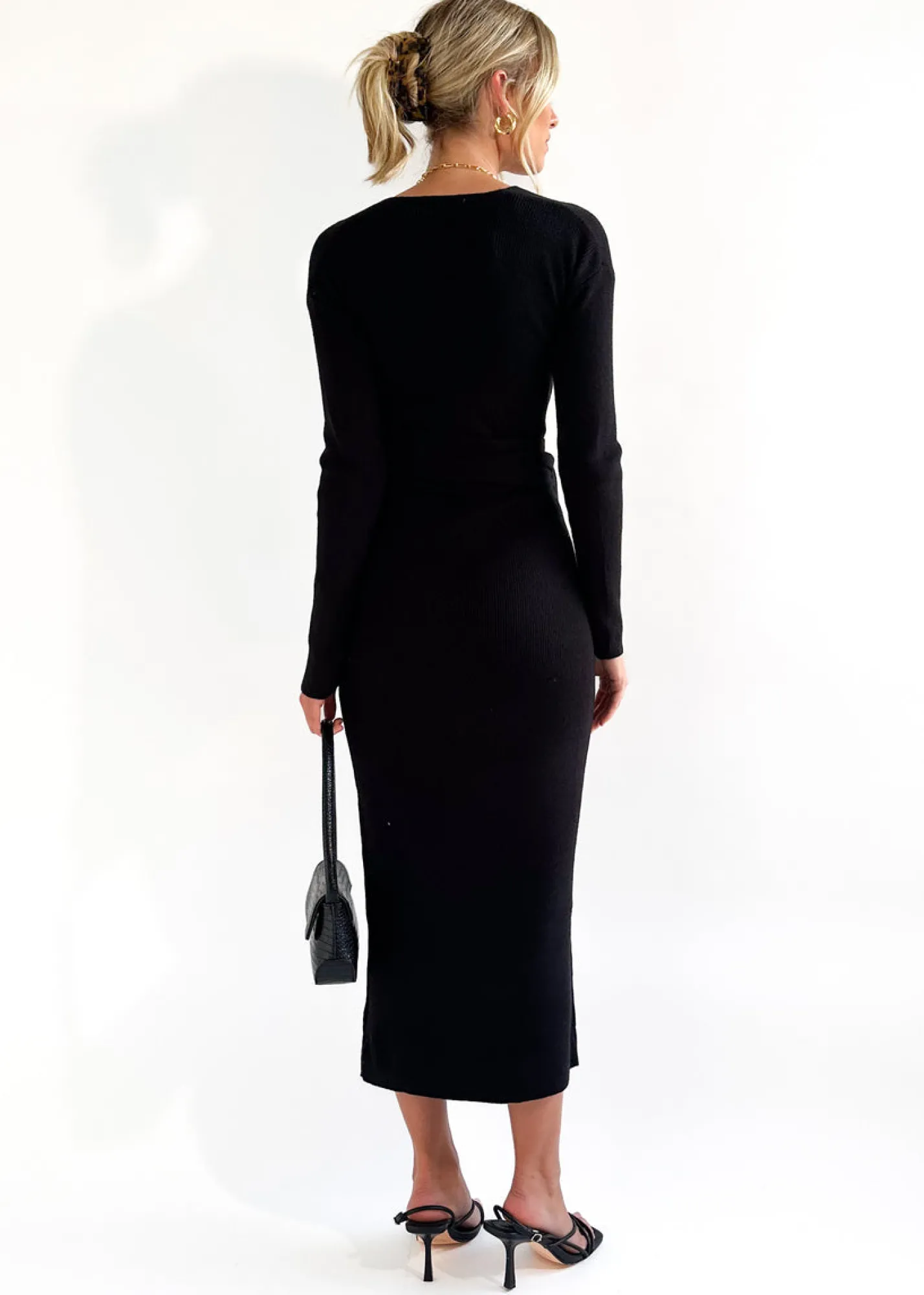 Women Gingham & Heels Knit Dresses>Terese Tie Knit Midi Dress