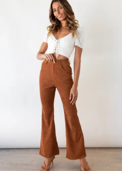 Women Gingham & Heels Pants>Throwback Flare Cord Pants