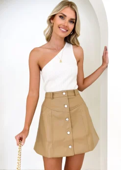 Women Gingham & Heels Knit Tops>Tiah One Shoulder Knit Top