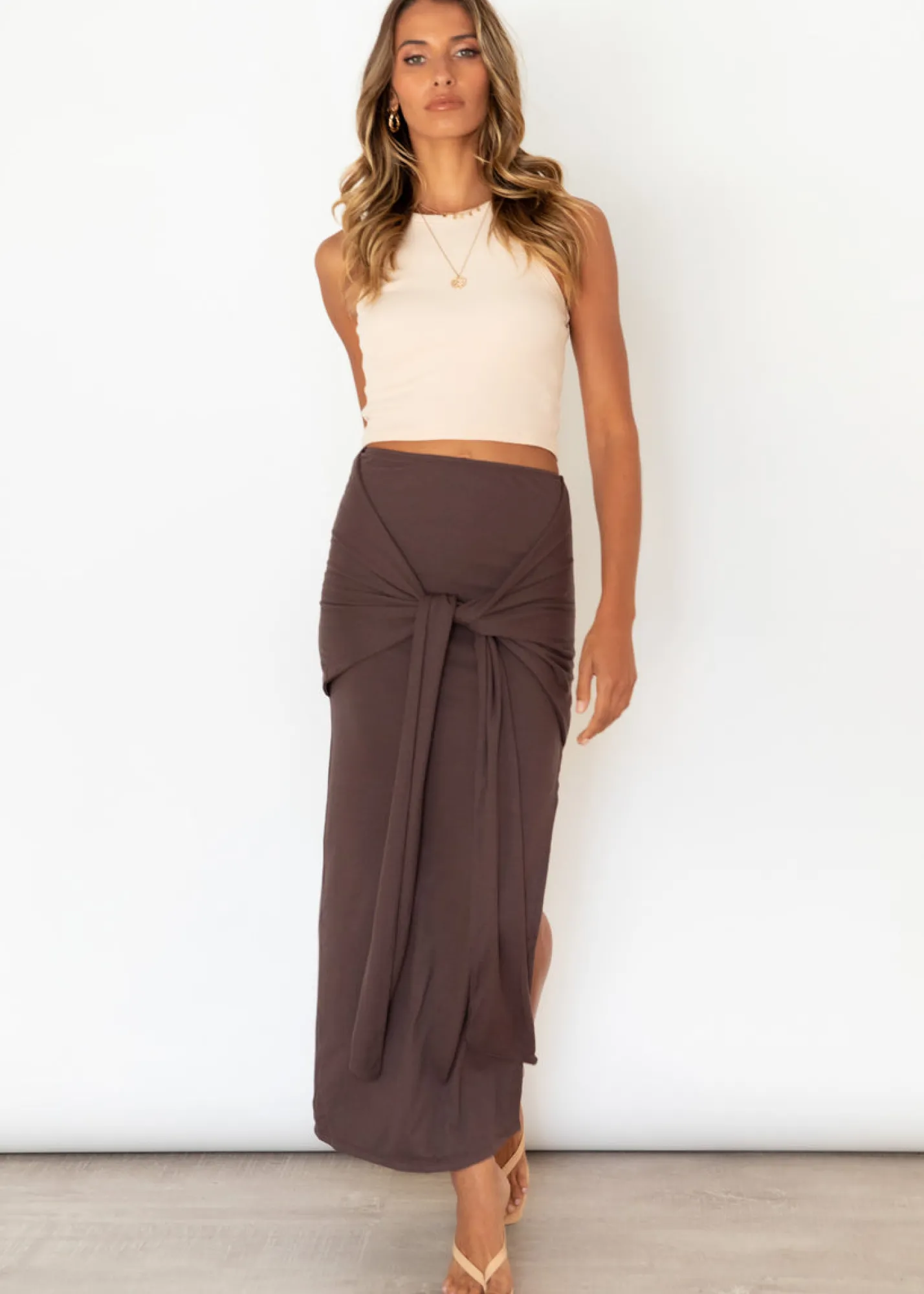 Women Gingham & Heels Skirts>Tiller Tie Maxi Skirt