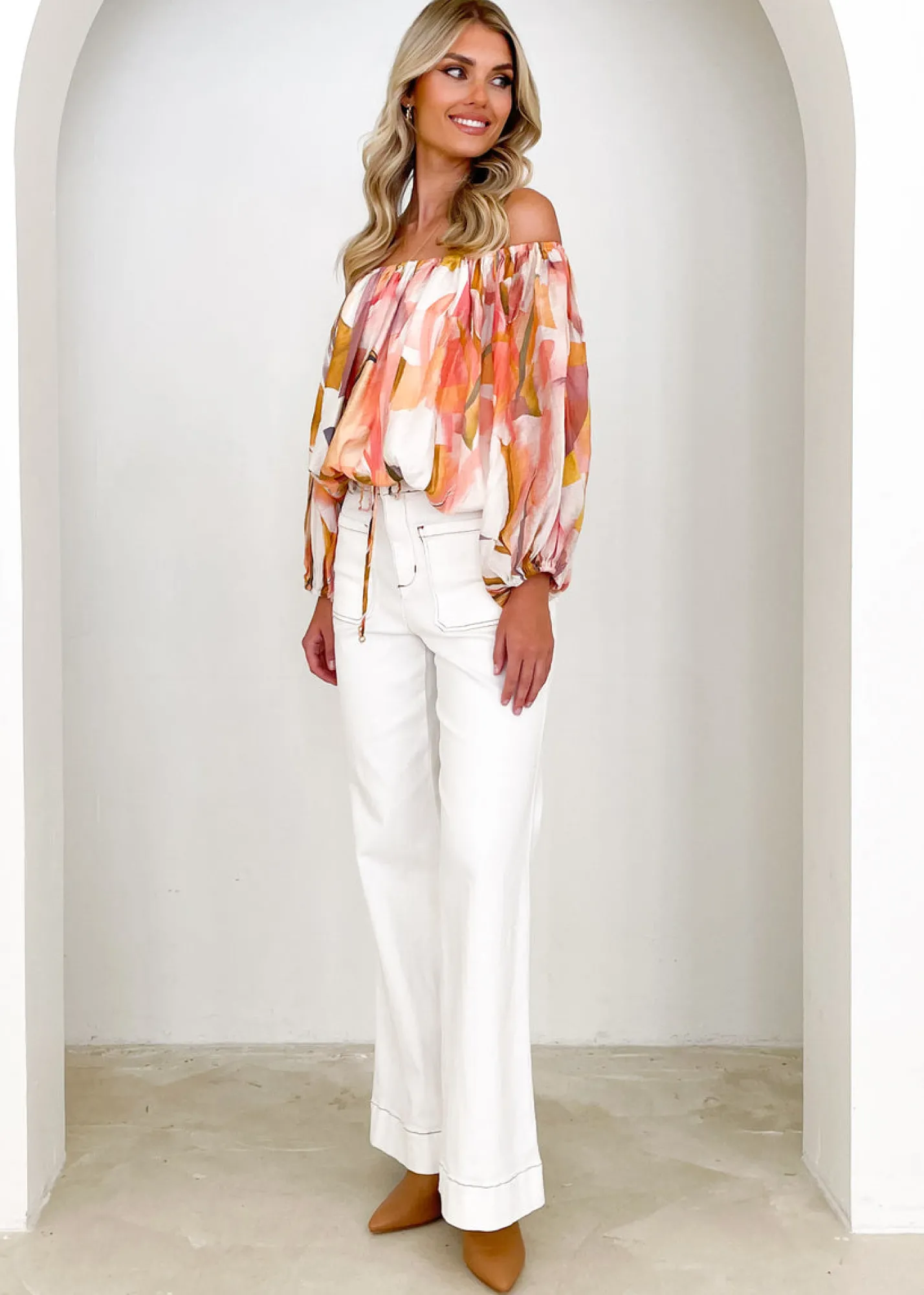 Women Gingham & Heels Blouses>Vida Off Shoulder Blouse