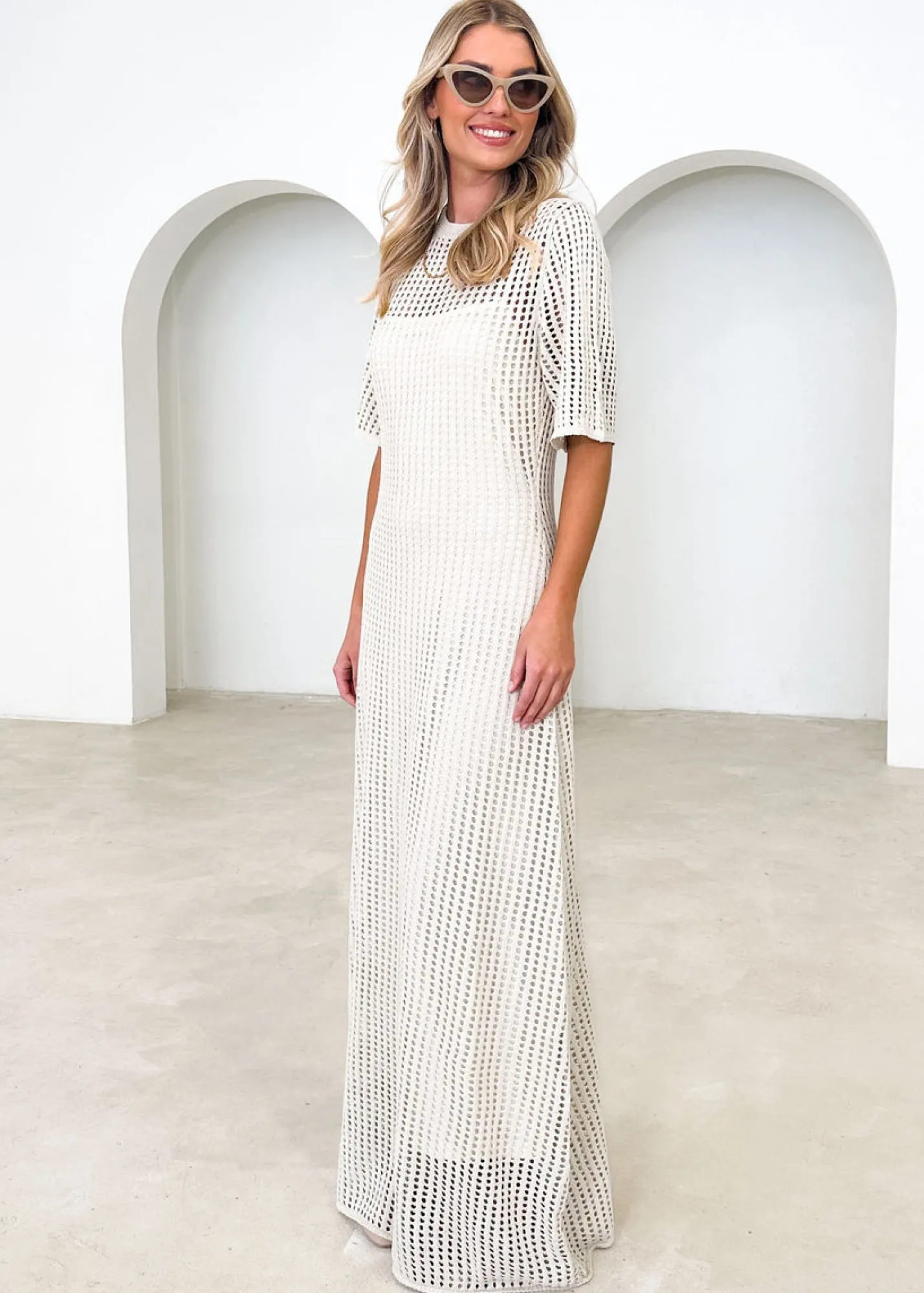 Women Gingham & Heels Maxi>Vivvy Crochet Maxi Dress