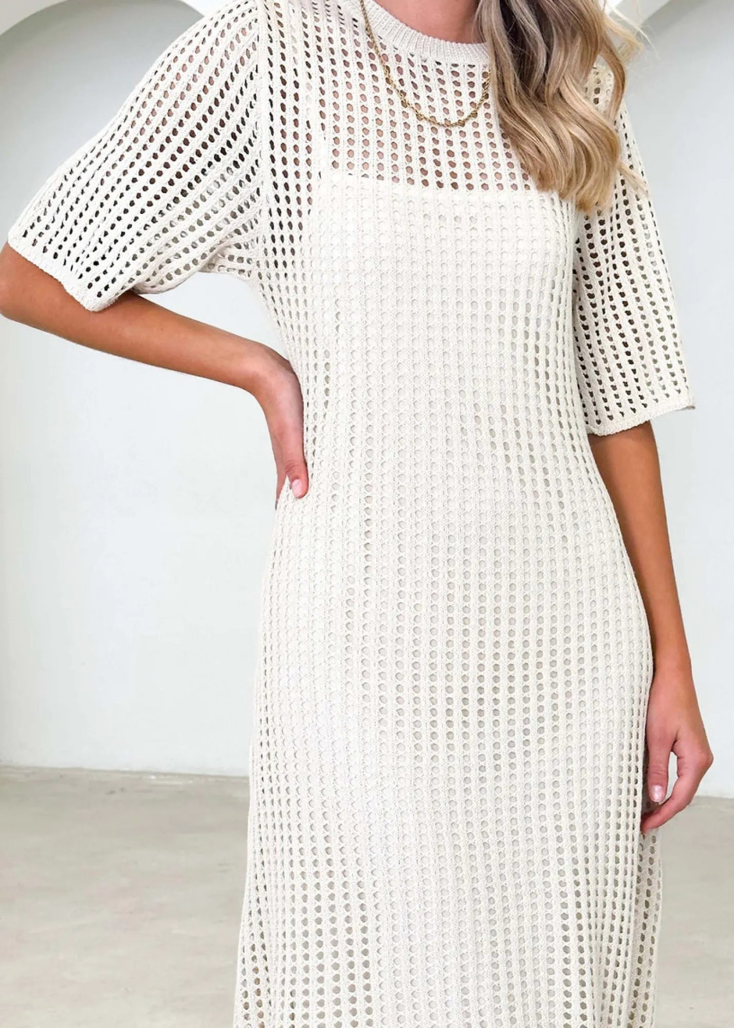 Women Gingham & Heels Maxi>Vivvy Crochet Maxi Dress