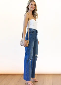 Women Gingham & Heels Jeans><noscript><img width=