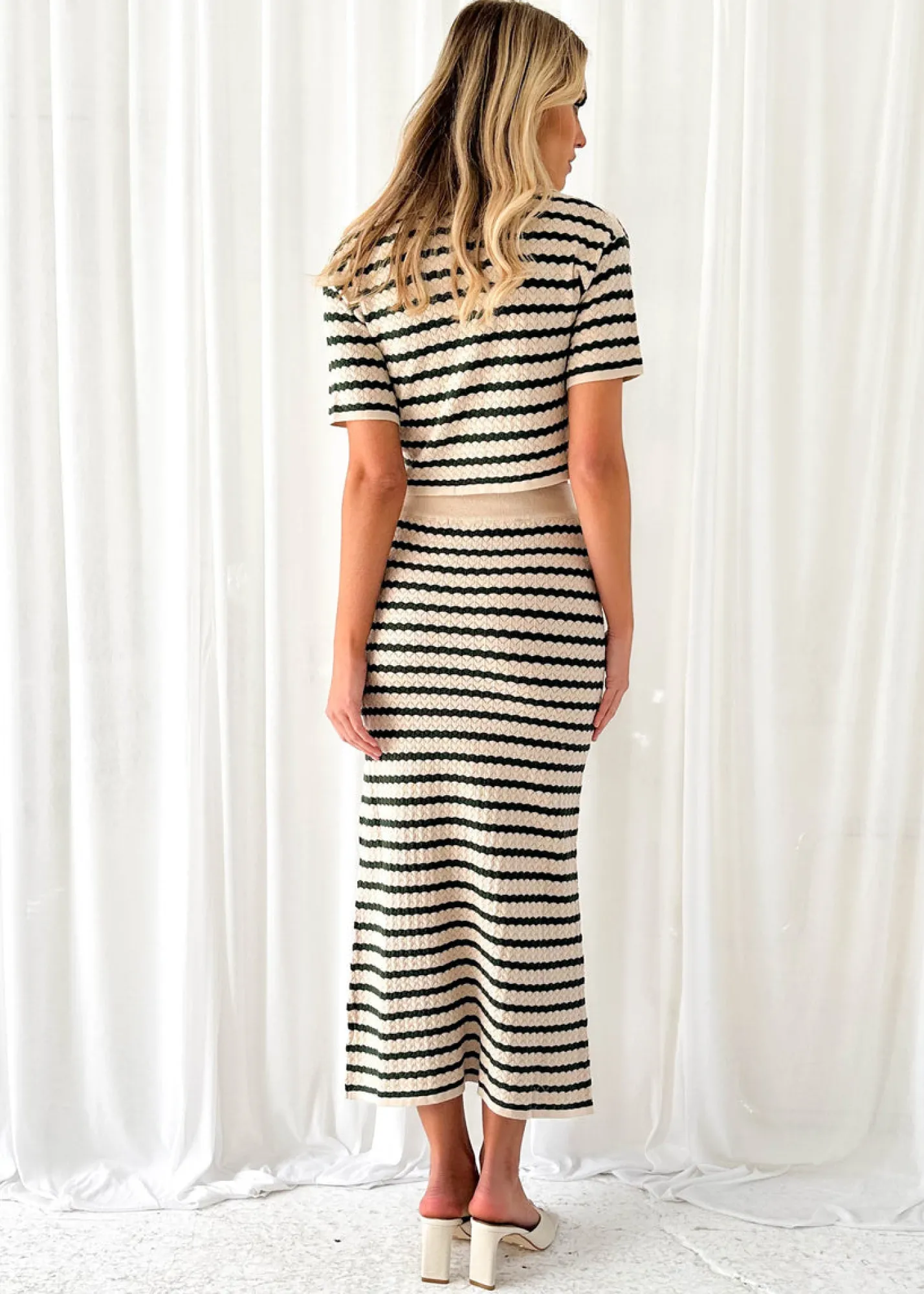 Women Gingham & Heels Knit Bottoms>Zarae Knit Midi Skirt