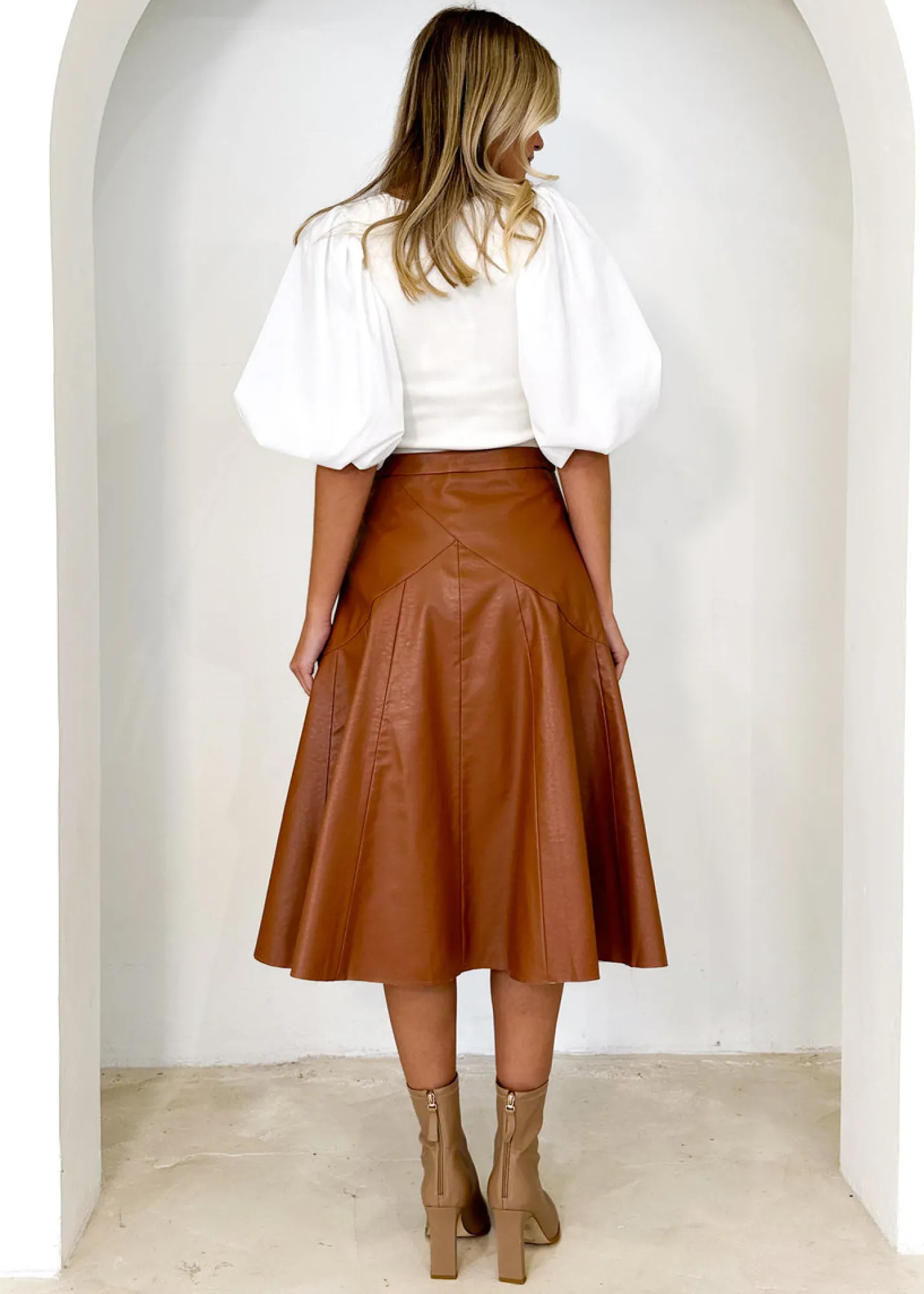 Women Gingham & Heels Skirts>Zelda Pu Midi Skirt