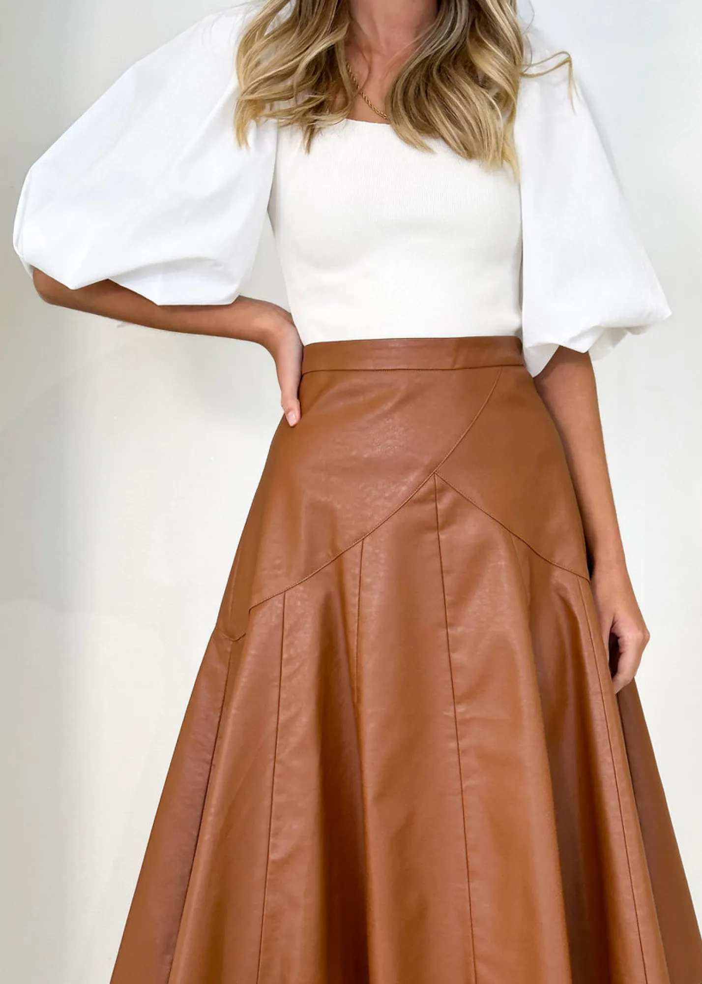 Women Gingham & Heels Skirts>Zelda Pu Midi Skirt