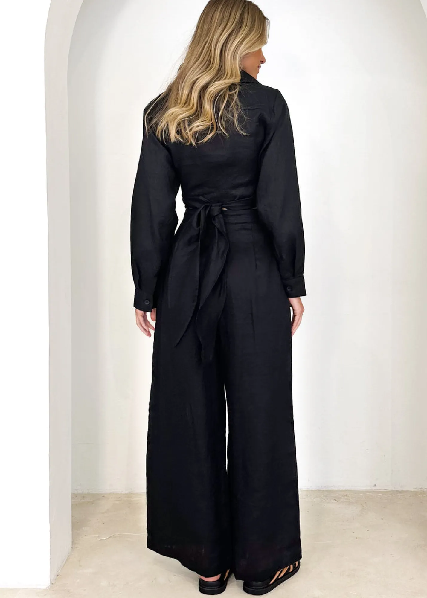 Women Gingham & Heels Sets>Zeus Linen Pants