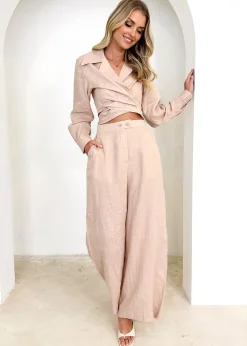 Women Gingham & Heels Sets>Zeus Linen Pants