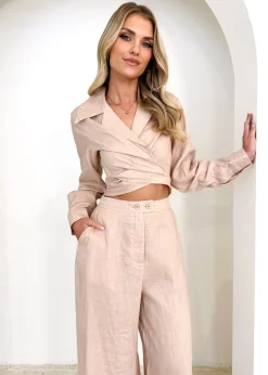 Women Gingham & Heels Sets>Zeus Linen Pants