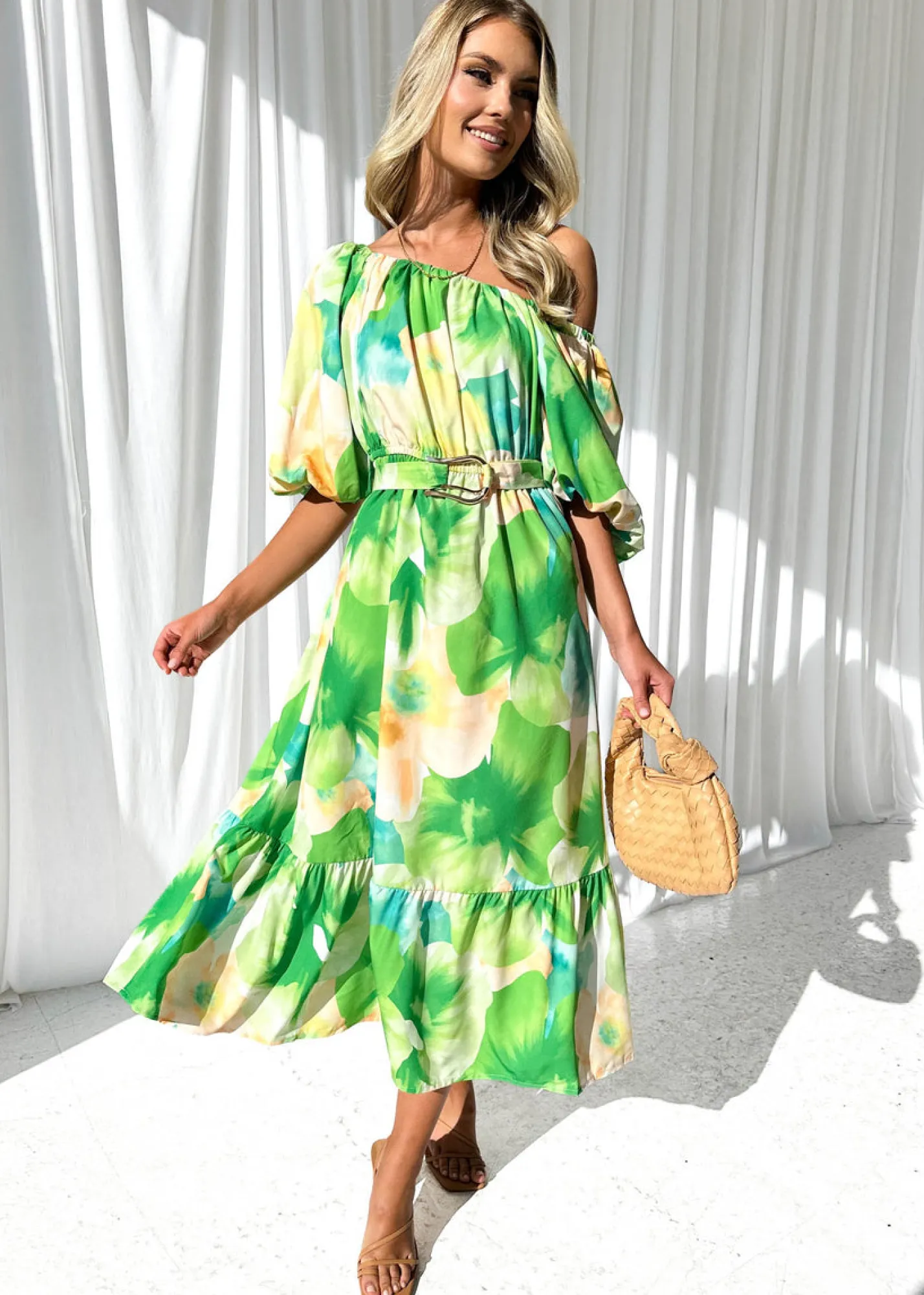 Women Gingham & Heels Midi>Zeva One Shoulder Midi Dress