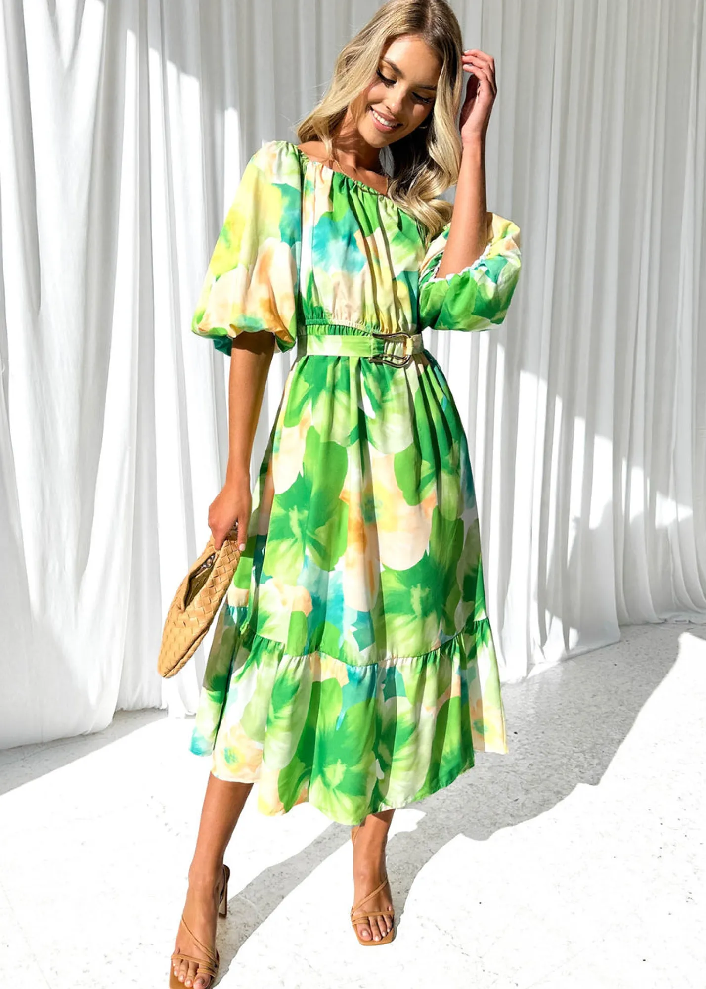Women Gingham & Heels Midi>Zeva One Shoulder Midi Dress