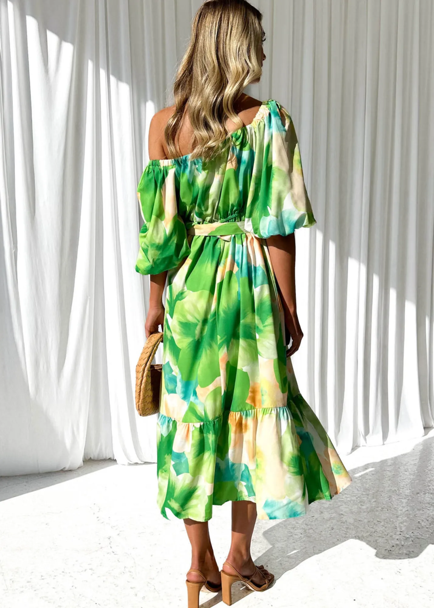 Women Gingham & Heels Midi>Zeva One Shoulder Midi Dress