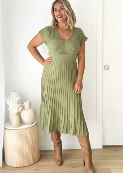 Women Gingham & Heels Knit Dresses>Zevah Knit Midi Dress